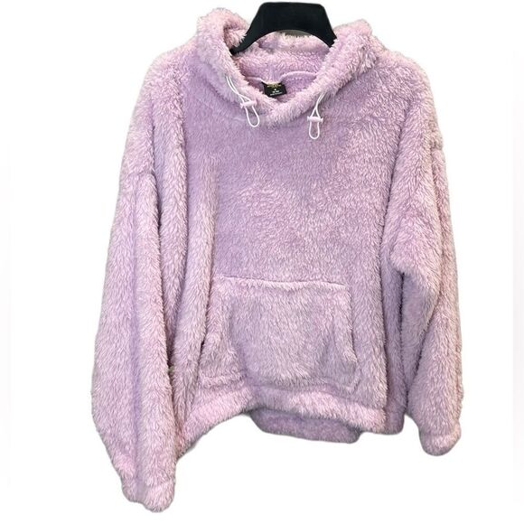 Athletic works faux Sherpa pullover hoodie purple size medium (8-10) - Picture 1 of 11